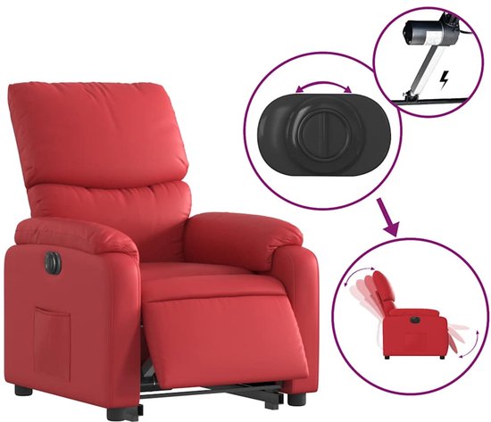 Fauteuil électrique debout en cuir artificiel rouge