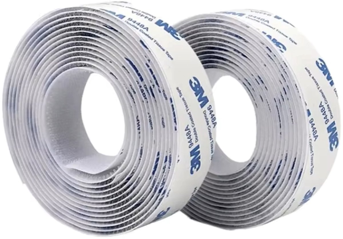 3M 9448a Zelfklevend Klittenband – Haak en Lus – 20mm x 3meter – Extra Sterk – Wit – Dubbelzijdig Tape
