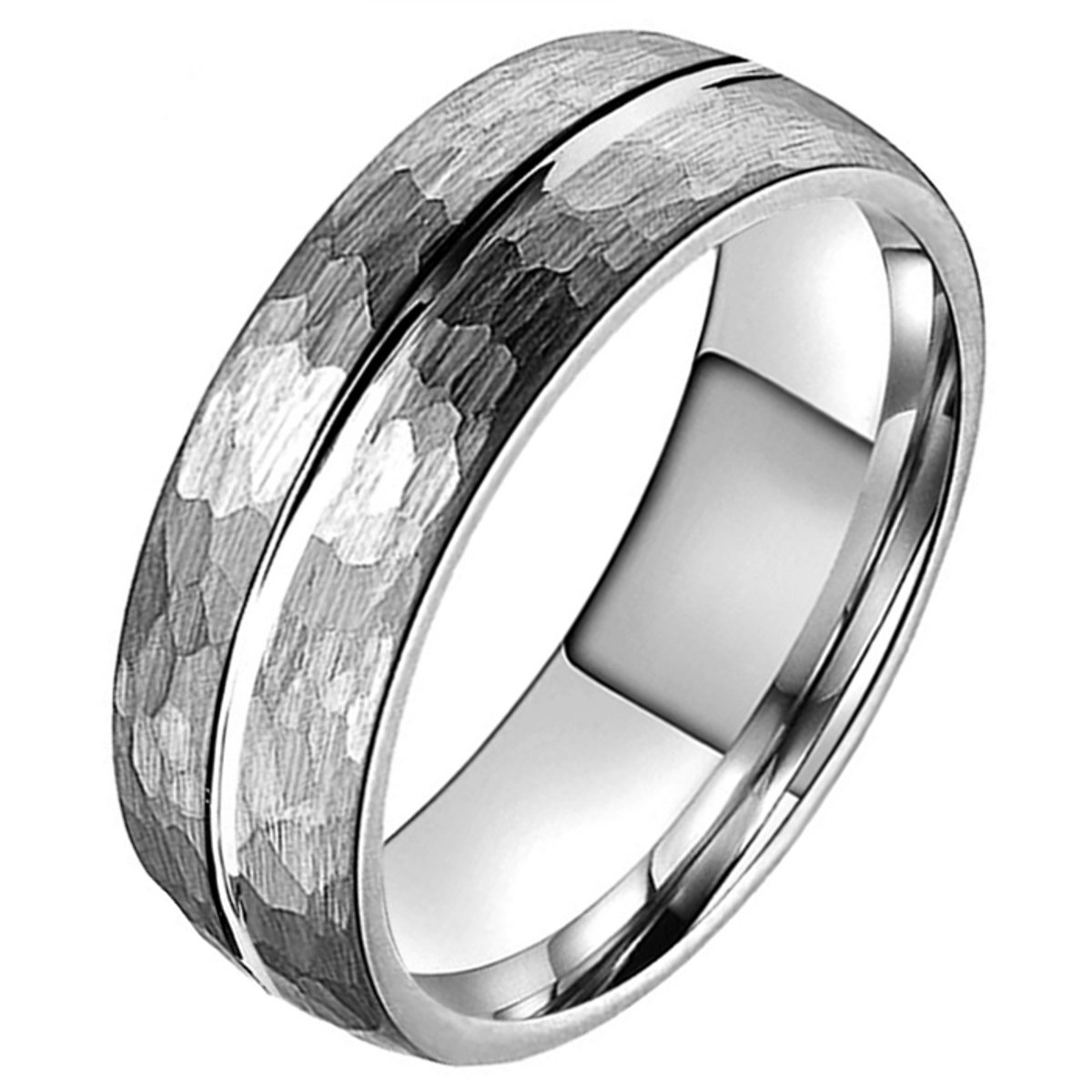 Tom Jaxon wolfraam Ring Facet Groef Mat Zilverkleurig-18mm