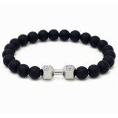 Memphis kralen armband Onyx Dumbbell Zilverkleurig