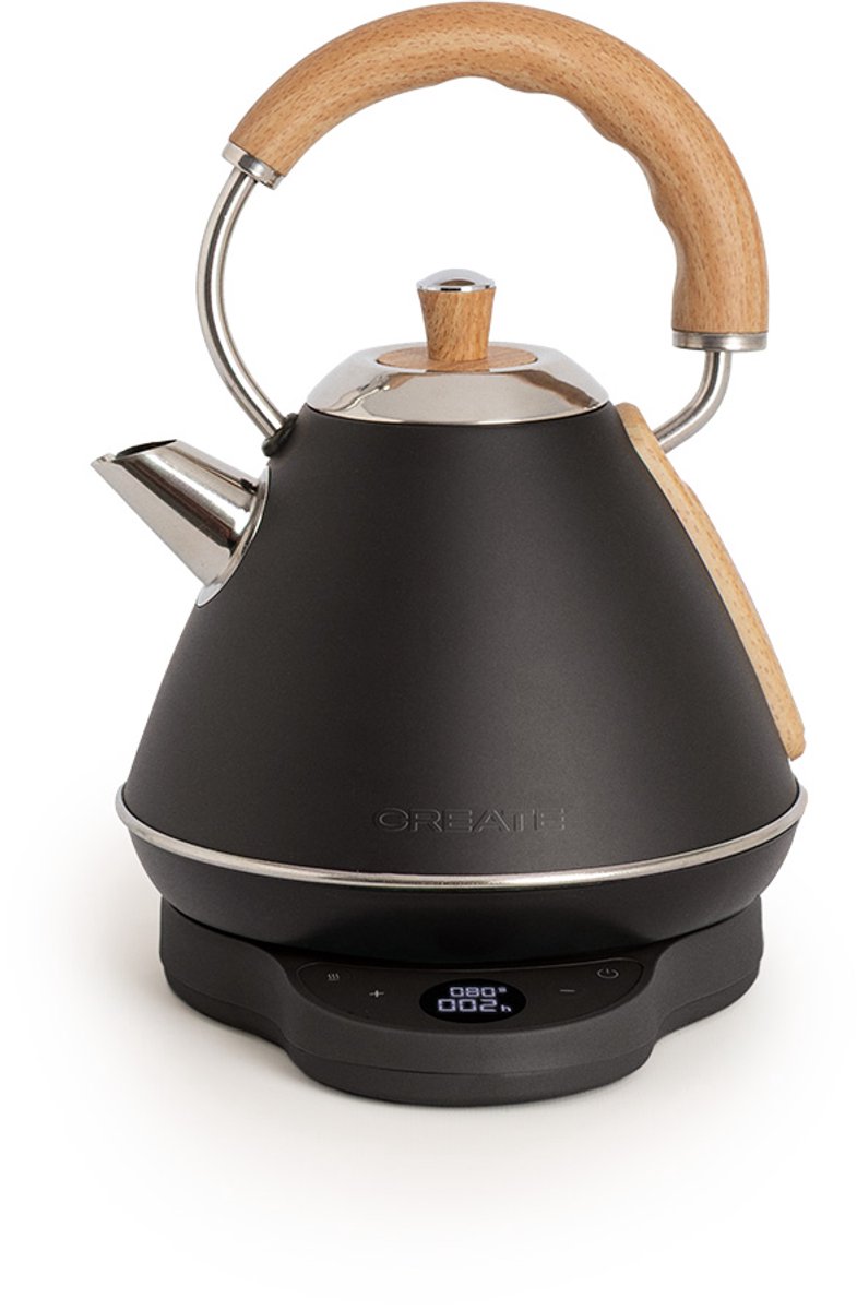 CREATE - Elektrische waterkoker 1 L met temperatuurregeling - Zwart - KETTLE RETRO PRO