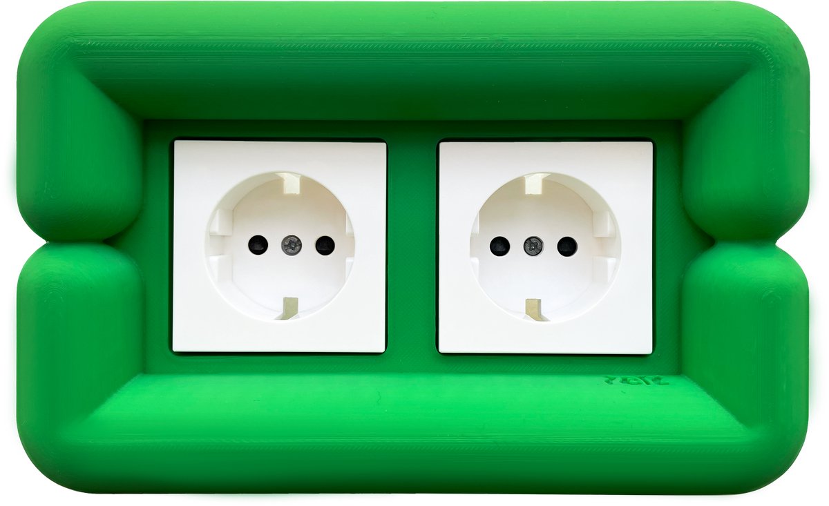 Felt- Stopcontact - Slime green - Big Buoy (double) - 2 stopcontacten - Plug frame