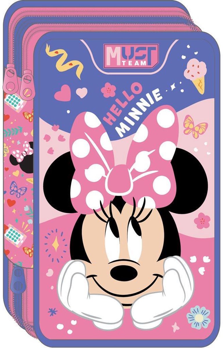 Minnie “Forever Besties” triple etui gevuld – Must Team – 12 × 19,5 × 6 cm