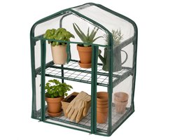 Lomera Kweekkas 2 Verdiepingen - Broeikas Voor Planten - Transparante Pvc Hoes - Metalen Frame - Roldeur Met Rits - Mini Kas Voor Tuin - Compacte Broeikast - Kleine Stekjes - Kwetsbare Planten - Makkelijk Op Te Rollen Hoes