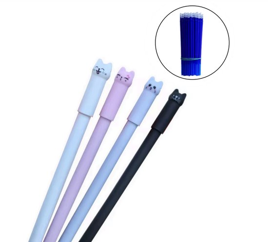 Stylos effaçables Stylos - Stylo effaçable - Comprend 20 Recharges - Stylo effaçable - Lot de 4