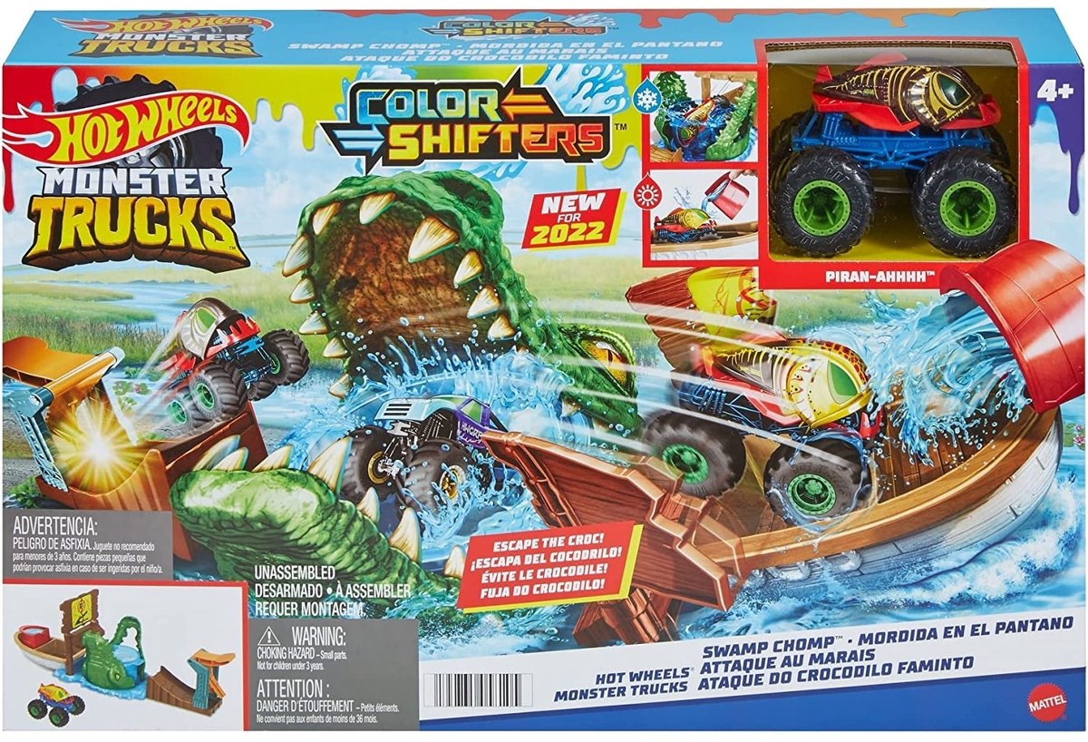 Hot Wheels Monstertrucks - Hongerig Moeras Color Shifters - Racebaan