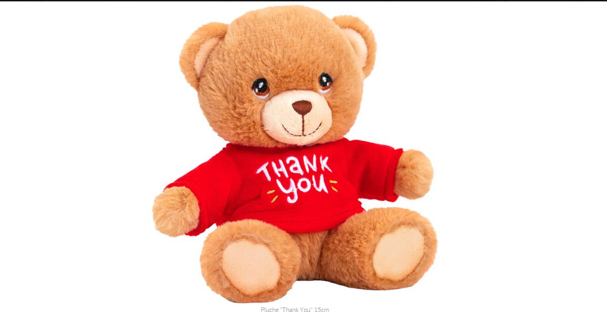 Knuffel beer met tekst Thank You, Knuffel beer, Beer, Knuffel, Bedankje, Keeleco: Pluche "Thank You" 15cm