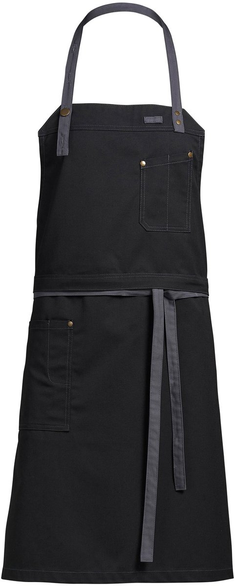 Kentaur Raw bib apron w. pockets 30360-140 - Black - UNI