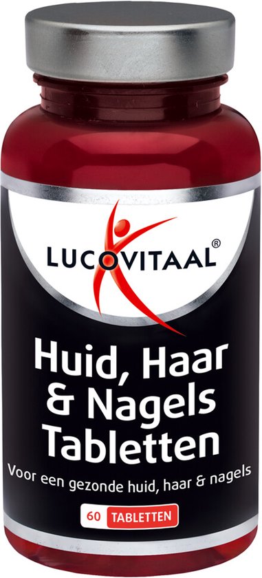 Lucovitaal Huid, Haar & Nagels Tabletten met Biotine, 60 tabletten in een flesje.