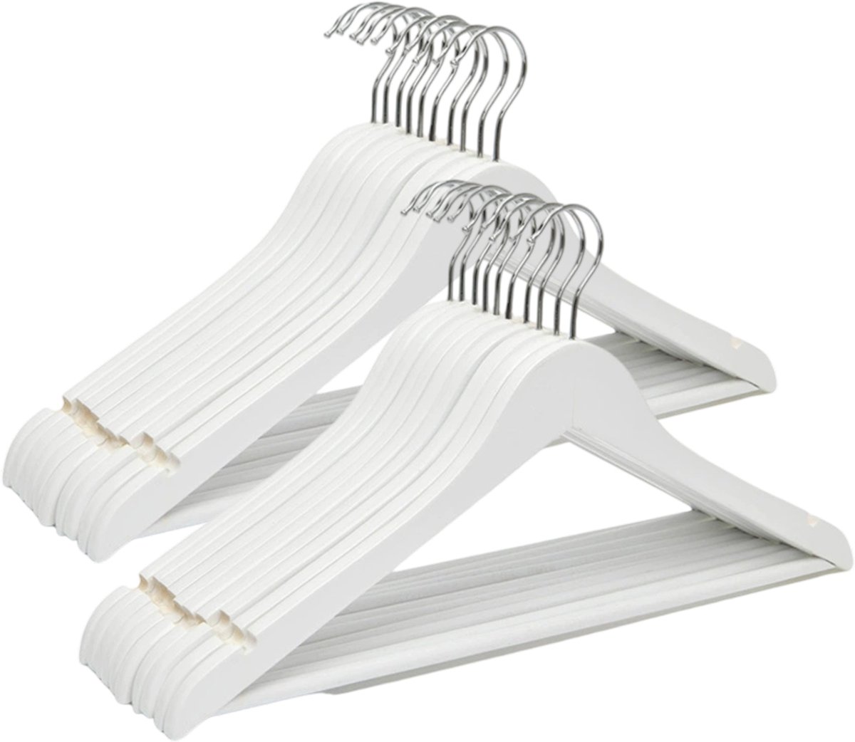 EXCITAT 20-pack houten hangers met rokgroeven en broekstangen - draaibaar voor kleding, jassen, kledingstukken en pakken