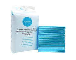 Gynotex - Premium incontinentie bed onderleggers -matrasbeschermers 60x90 cm - tot 1400 ml absorptie - 25 stuks