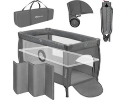 Lionelo Stefi Plus – Lit de voyage 2en1 – Lit bébé évolutif & parc – Jusqu’à 15 kg – Côté zippé – Matelas en mousse de qualité – Pliage rapide