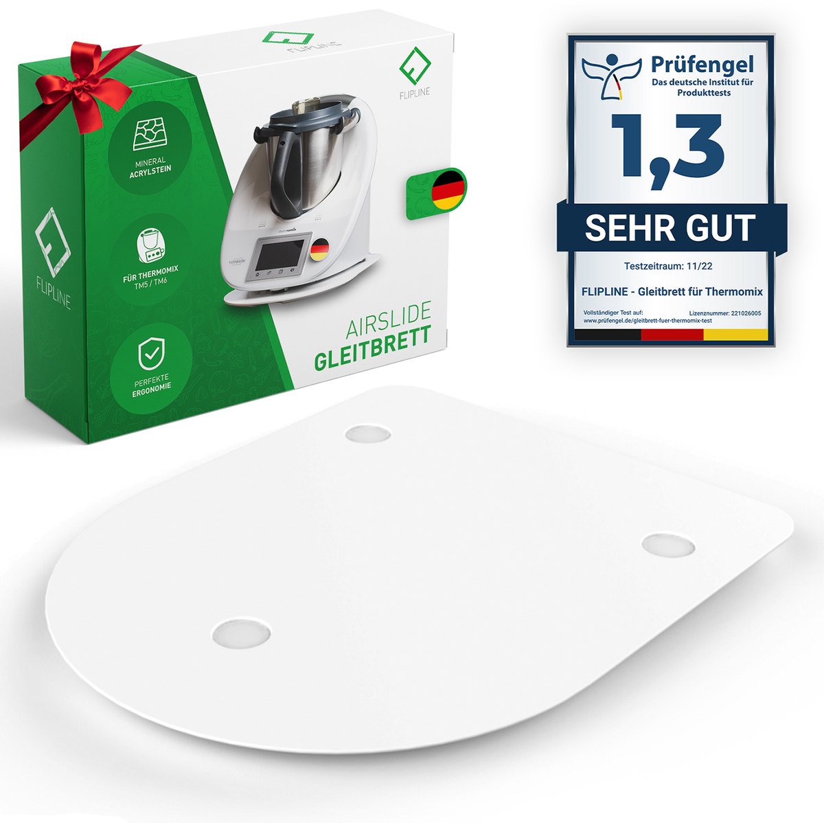 FLIPLINE glijplank voor Thermomix - mineraal acrylsteen - moeiteloos schuiven