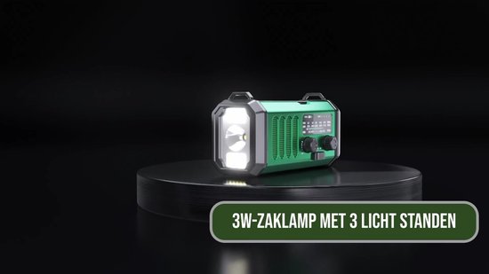 Lion D'or® - Noodradio - 10.000mAH Batterij - Noodradio Solar Opwindbaar - USBC Oplaadbaar - Powerbank - Noodpakket - Noodrantsoen - Draagbare Radio - Groen
