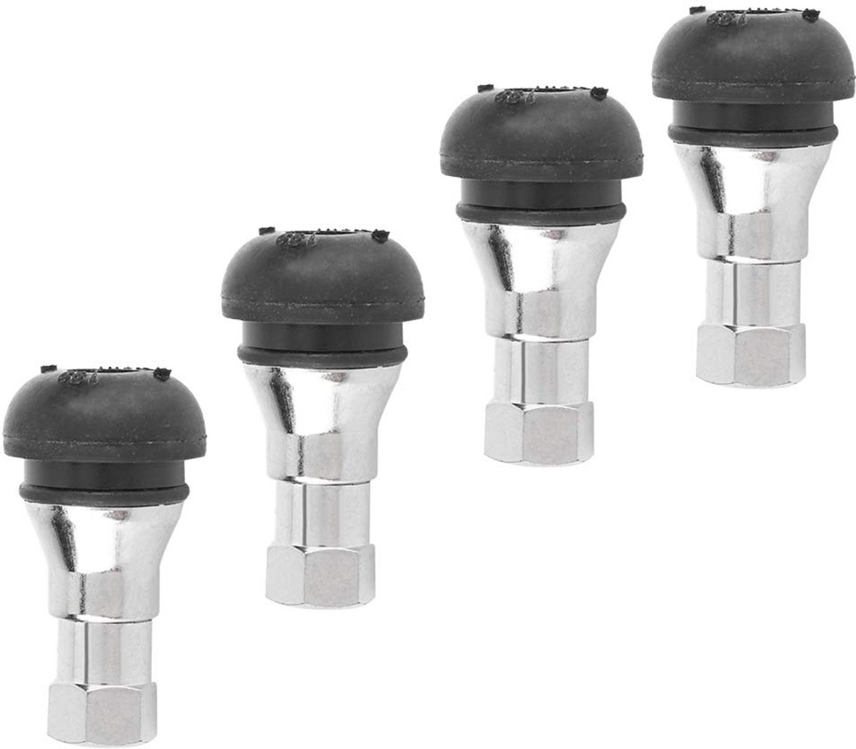 4-delige Aluminium Rubber Ventieldop Set - Geschikt voor Auto, Motor en Fiets
