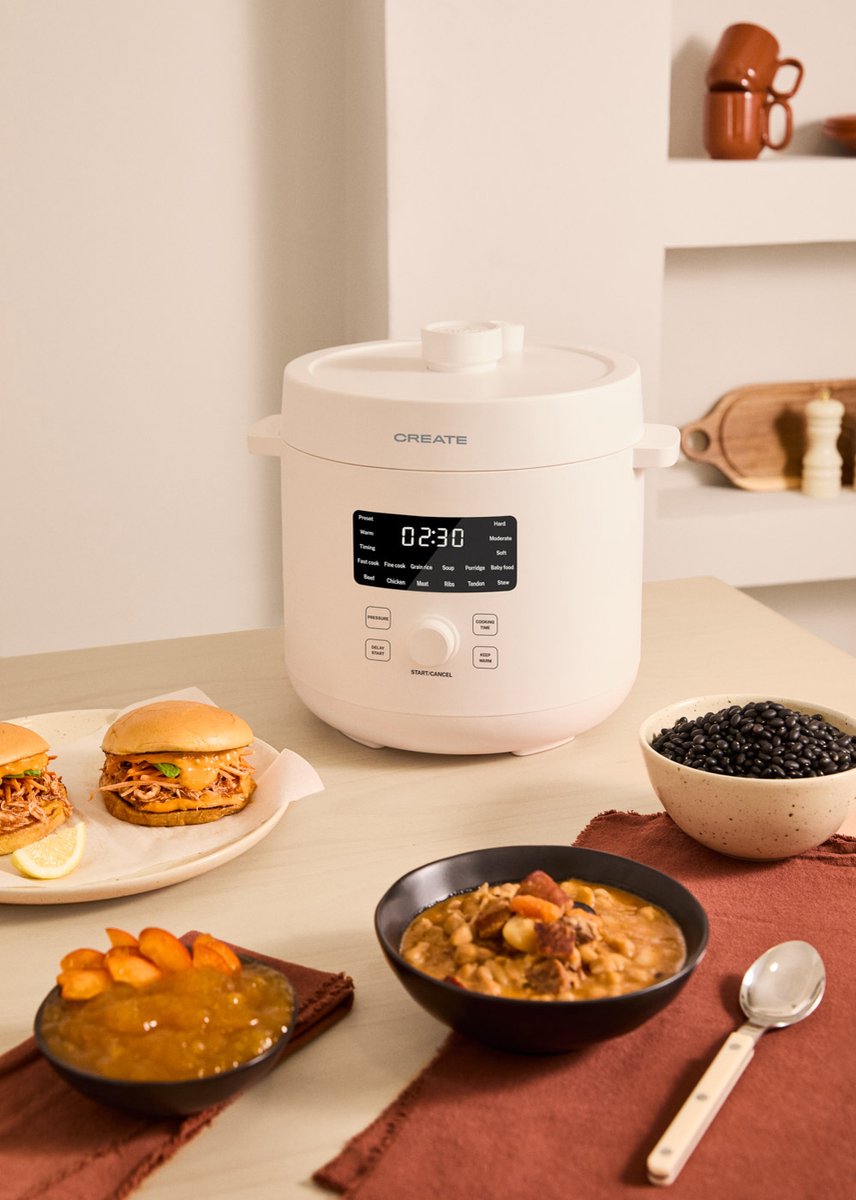 CREATE - 6L Programmeerbare multifunctionele elektrische snelkookpan Gebroken wit - PRESSURE COOKER STUDIO thumbnail 2