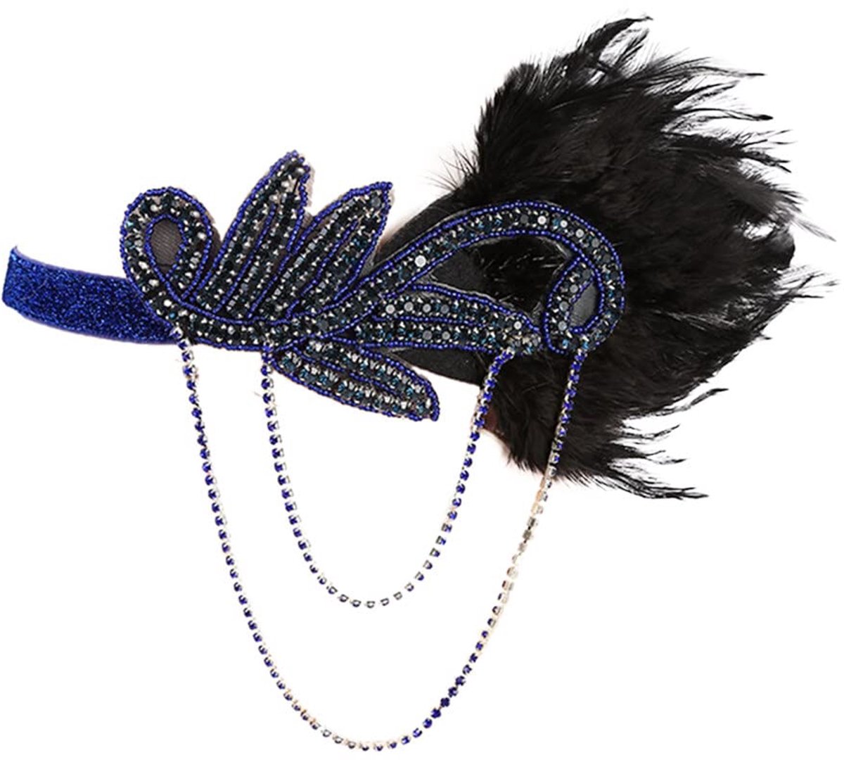 Vintage 1920s Hoofdband - Met Veren en Kralen - Cocktail Party Accessoire