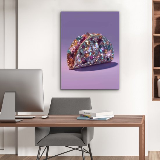 Aluminium schilderij 60x80 cm - Wanddecoratie metaal - Edelstenen - Glitters - Paars - Kleurrijk - Metalen muurdecoratie woonkamer - Decoratie industrieel - Foto op dibond - Industriële accessoires slaapkamer