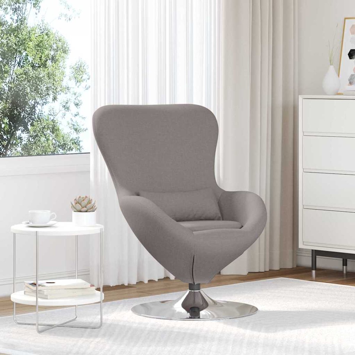 vidaXL Eivormige - stoel - Taupe - Stof