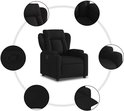 Gedetailleerde weergave van een zwarte fauteuil met diverse functies.