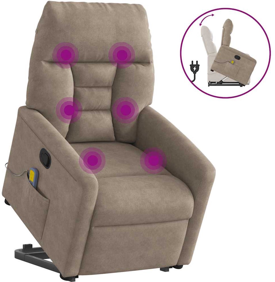 vidaXL Sta-op-massagestoel - verstelbaar - microvezelstof - taupe