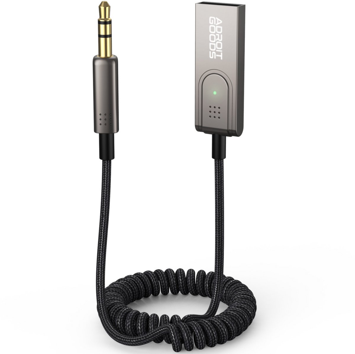 AdroitGoods USB Bluetooth 5.0 AUX Adapter | Auto Bluetooth Ontvanger voor Muziek, Handsfree Bellen en Universele Compatibiliteit met AUX 3.5mm