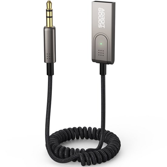 AdroitGoods USB Bluetooth 5.0 AUX Adapter | Auto Bluetooth Ontvanger voor Muziek, Handsfree Bellen en Universele Compatibiliteit met AUX 3.5mm