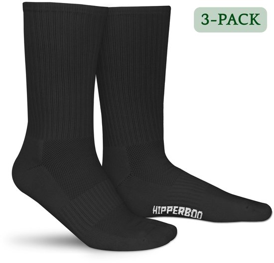 Chaussettes de sport en Bamboe Hipperboo® - 3 paires - Chaussettes de sport - Taille 47-50 - Zwart - Chaussettes de sport pour hommes - Plusieurs tailles et couleurs - Chaussettes multifonctions en Bamboe - Sans couture