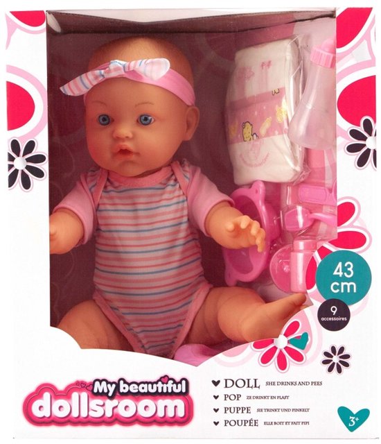 My Beautiful Dolls Room Pop Drink & Plas - 43 cm met 9 accessoires - Vanaf 3 jaar