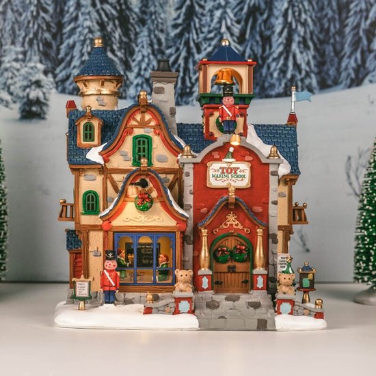 Lemax - 'Toy Making School' - Verlicht gebouw - Exclusief adapter (werkt ook op batterijen)