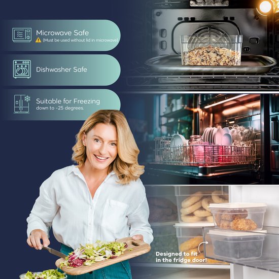 Coffret de conservation alimentaire Soft Chef Fresh Box 20 pièces (8x600 ml 4x1170 ml 4x1200 ml 4x2400 ml) Sans BPA, hermétique, anti-fuite, compatible micro-ondes, lave-vaisselle et congélateur