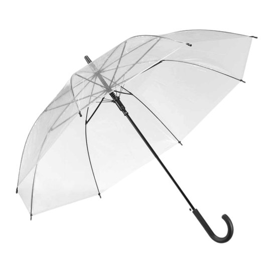 Parapluie Arte r transparent - plastique/acier - D58 cm - poignée noire - pliable - transparent