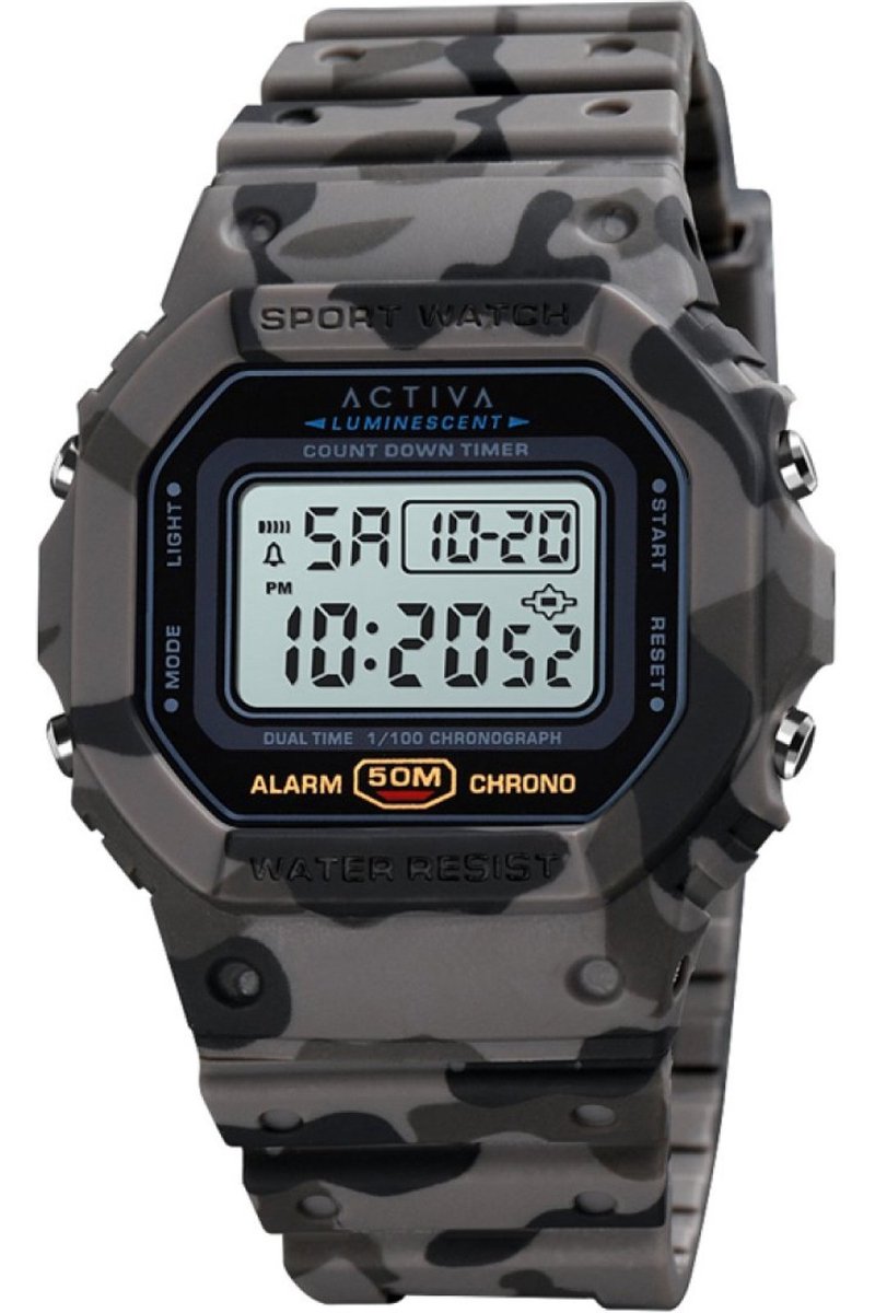 Activa x Invicta Digital ACW1628-004 Heren Horloge - Waterdicht - Digitaal - Quartz Uurwerk - Plastic met zwarte Wijzerplaat - 49mm