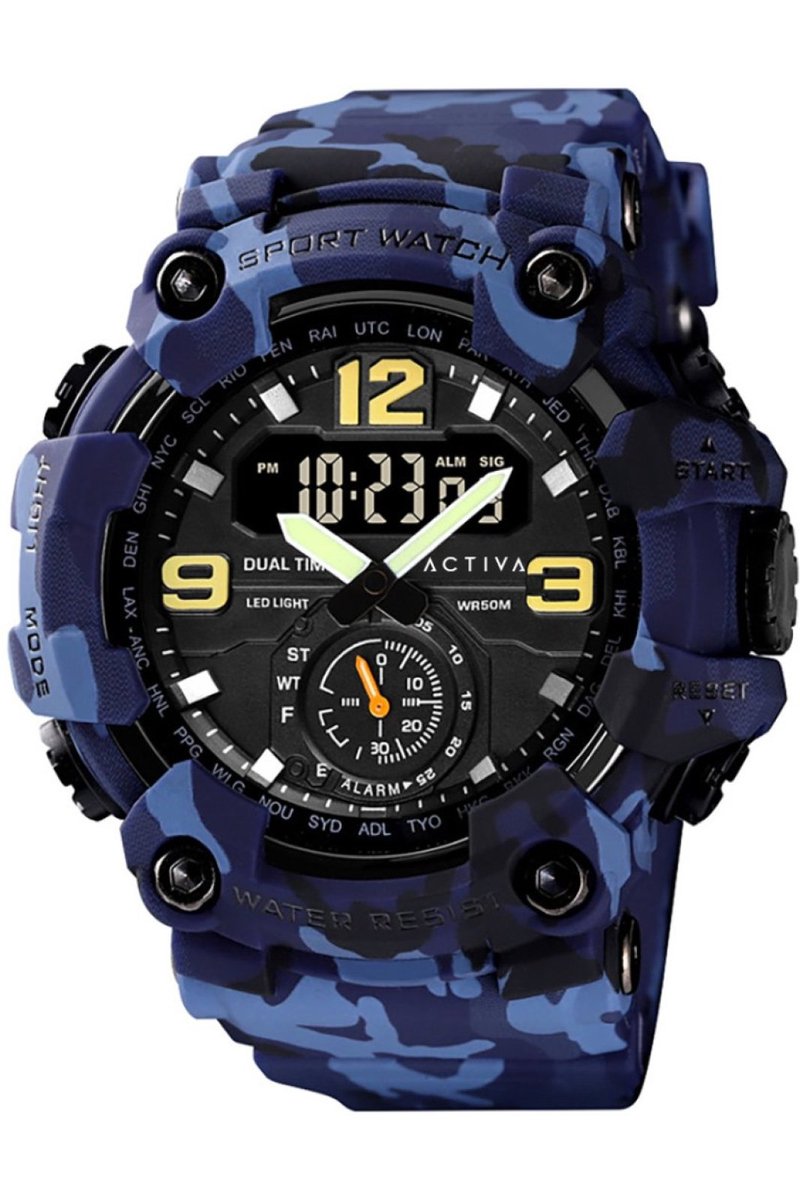 Activa x Invicta Digital ACW1637-003 Heren Horloge - Waterdicht - Digitaal - Quartz Uurwerk - Plastic met zwarte Wijzerplaat - 56mm