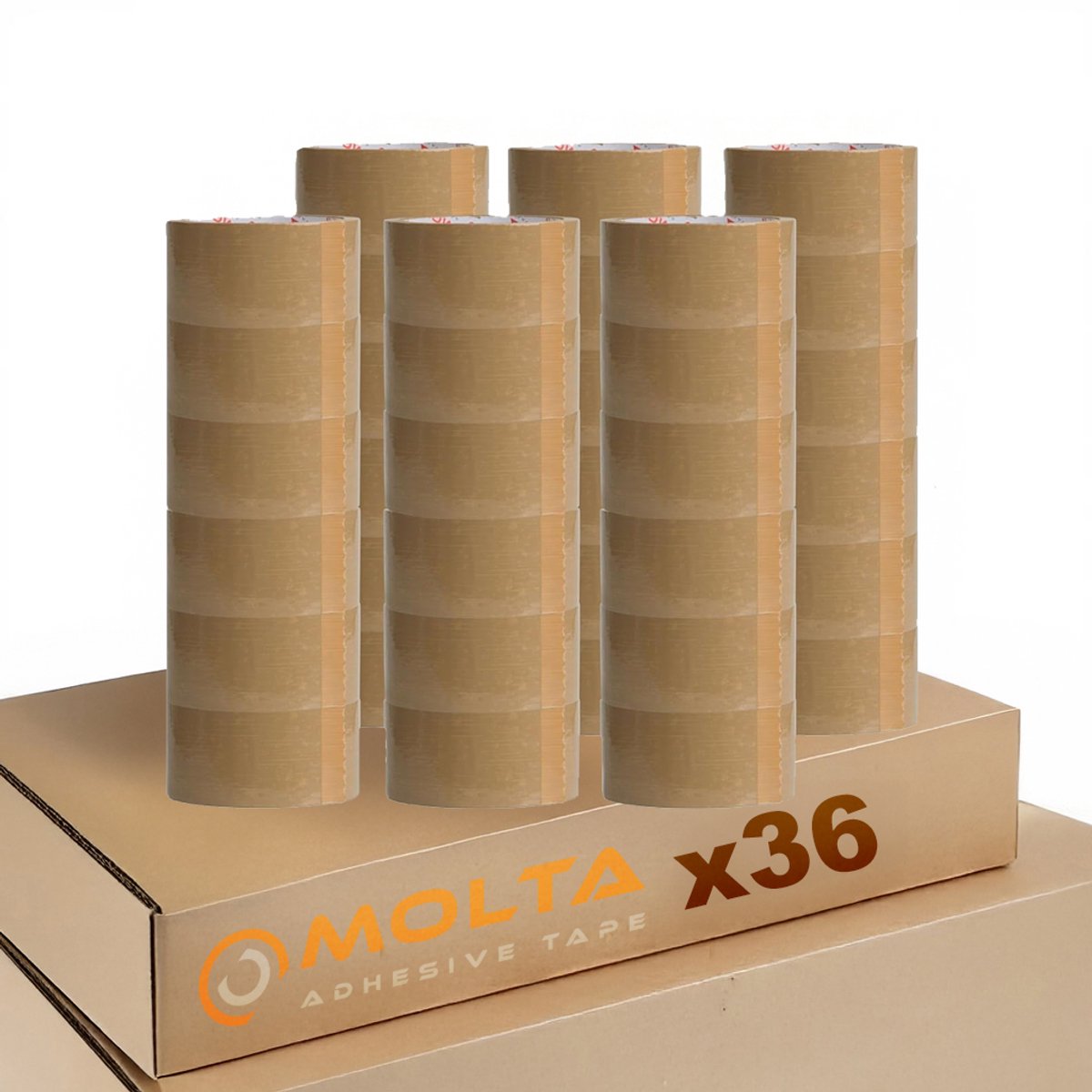 MOLTA | SOLVENTA PLUS BRUINE pakkettape 48 mm x 55 m | Pakketplakband | Kartontape | Verpakkingstape voor pakketten en dozen - 36 Rollen | NATURAL RUBBER