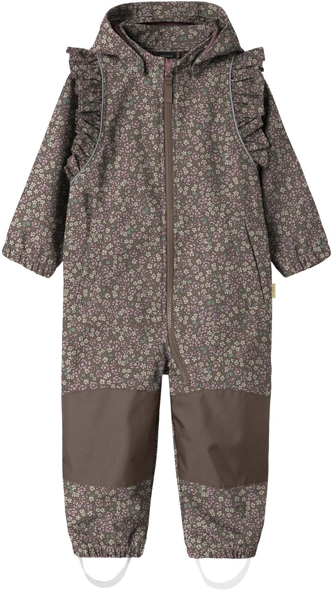 NAME IT NMFALFA08 SOFTSHELL SUIT FRILL AOP FO Meisjes Ski jassen Bruin