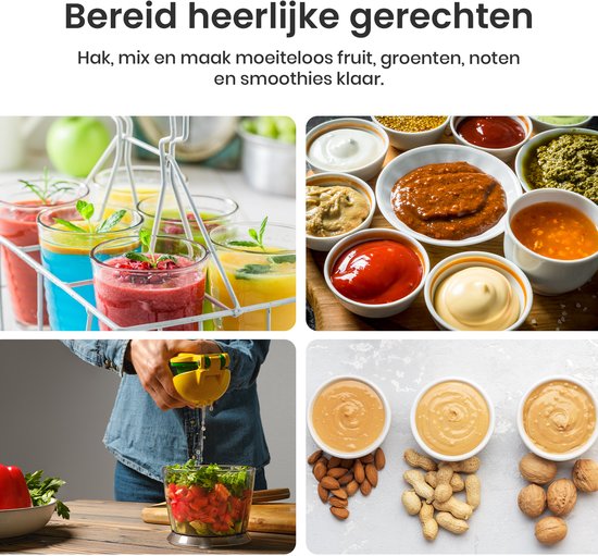 Heinner Bestmix Staafmixer Set - Variabele Snelheid + Turbo - RVS Gardes & Messen - 600W - Chroominzetstuk - Wit van Heinner — afbeelding 5