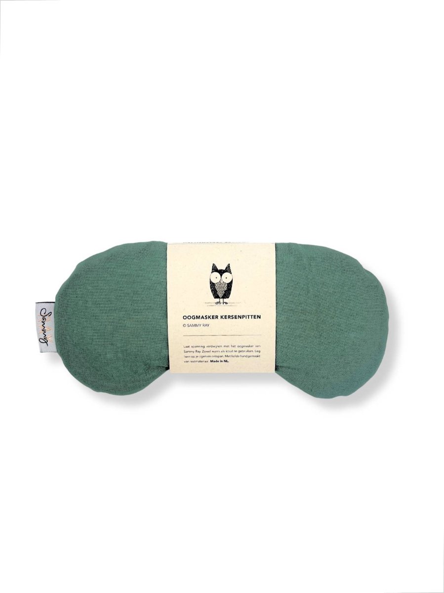 Oogmasker warmtekussen - Groen blauw - Duurzaam cadeau - Kersenpitten - Meditatiekussen - Oogkussen - Yoga - Meditatie - Ontspanning - Migraine