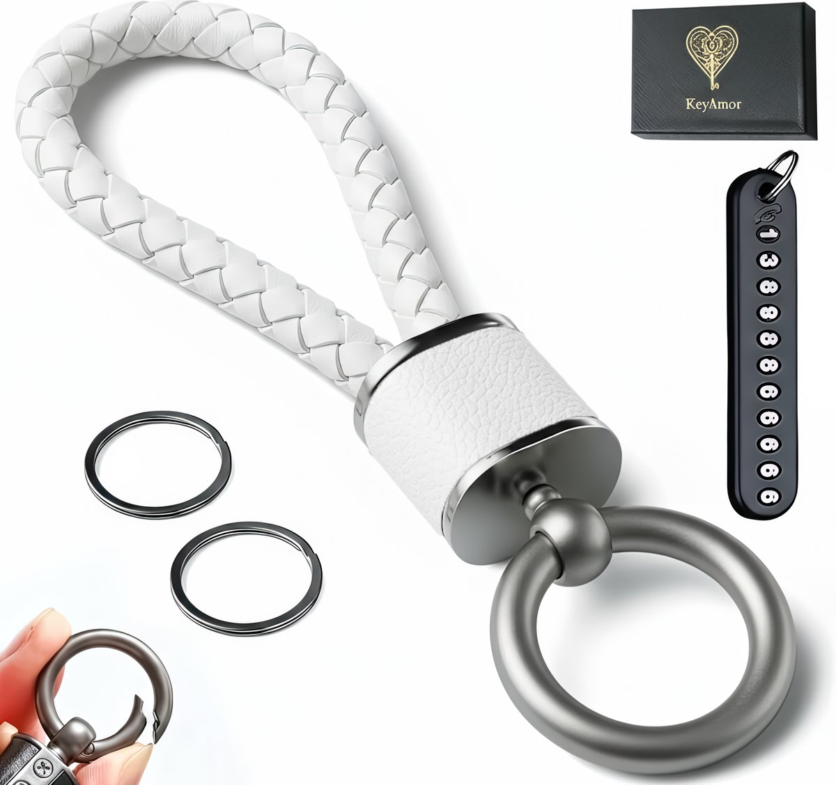 Luxe Leren & Metaal Sleutelhanger voor Volwassenen - Auto Sleutelhouder - Keychain Sleutelringen - Sleutel Hanger voor Vrouwen, Mannen, Dames - Autosleutel - Auto Accessoires Cadeau/Geschenk Verpakking