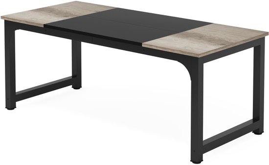 Tribesigns Bureau, computertafel, 200 x 70 x 75 cm, dubbel lang bureau, pc-tafel, werktafel
