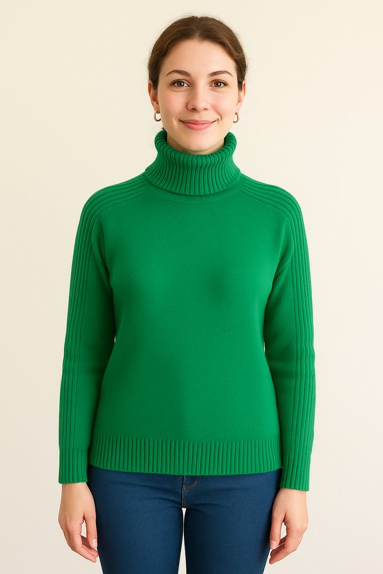 SUNMOOL Gebreide trui - Dames trui - Warme trui - Groen - Maat : 2XL