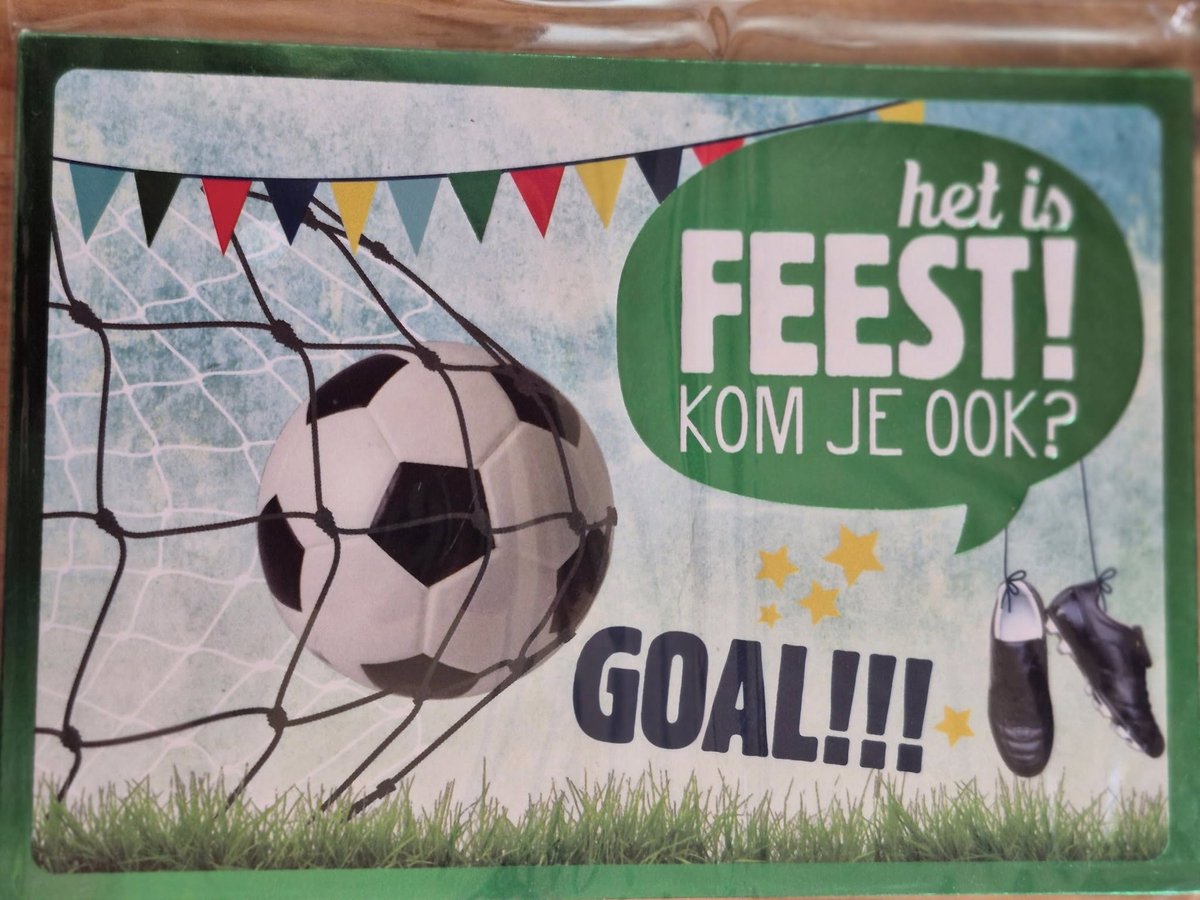 uitnodigingskaarten, ansicht, voetbal, 5 stuks