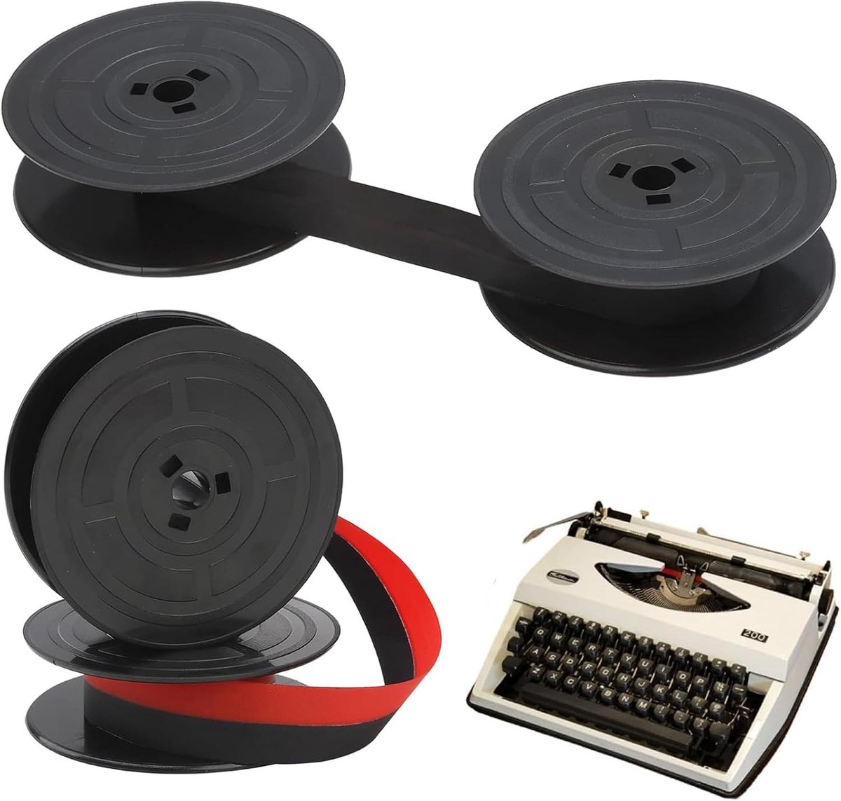 2 paar - Typemachinelint - Dubbele spoel - Drie gaten - Klassiek vintage typemachine-inktlint - Dubbele spoel typemachinelint - Werkt met de meeste typemachines