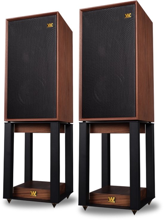 Wharfedale Linton Speakers met Luidspreker standaard - Hifi Stereo Set - Luidspreker Boxen - 3-weg Luidspreker - Set van 2 - Walnoot