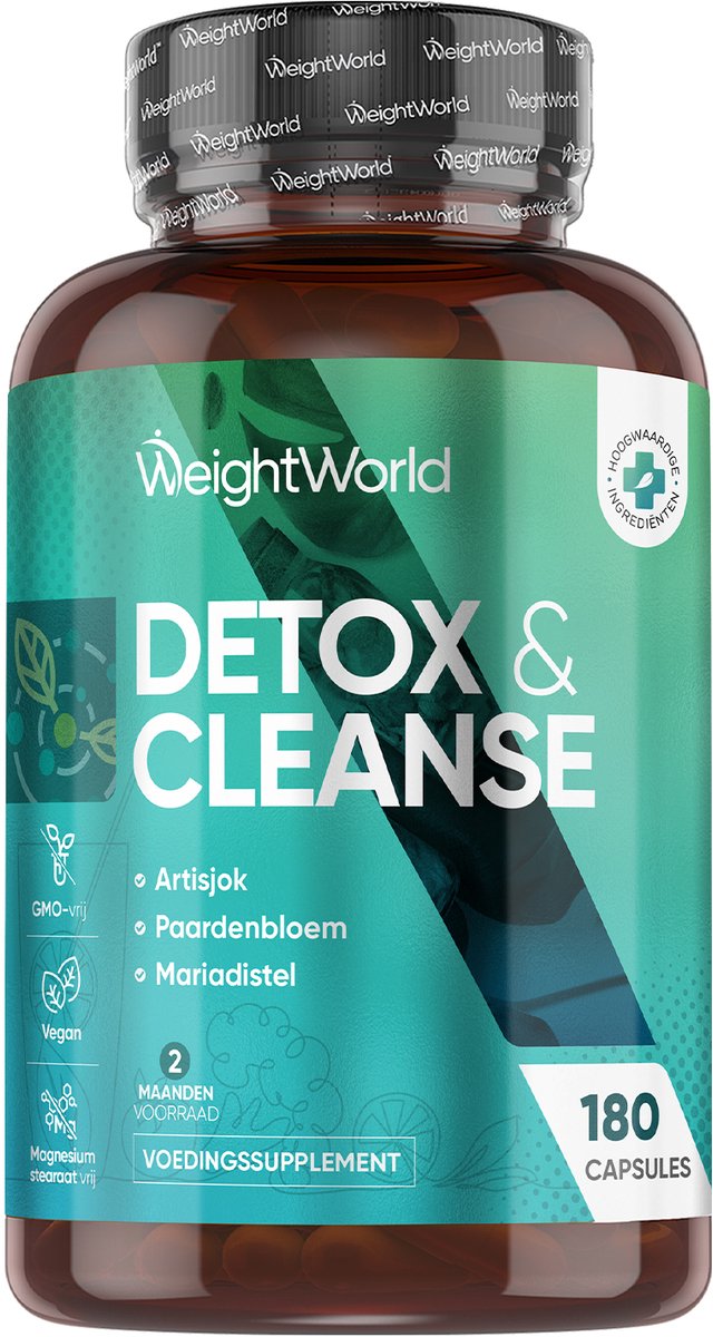 WeightWorld Detox & Cleanse - Met Psylliumvezels, Mariadistel, Artisjok, Gember en Paardenbloem - Lever detox en darmreiniging - Verrijkt met Biotica