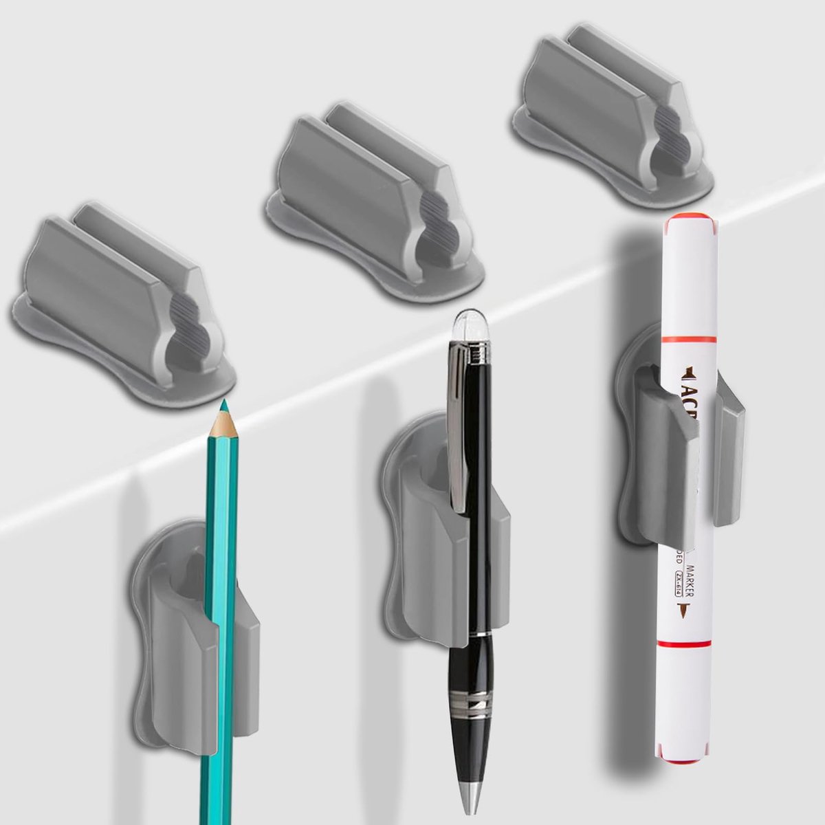 Zelfklevende Siliconen Penhouder - Voor Muur, Bureau & Klembord - Geschikt voor Pennen, Markers en Stylus
