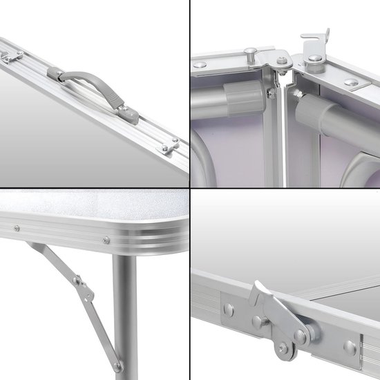 Sannaila Opvouwbare Campingtafel - Aluminium - Verstelbaar in Hoogte - 120 × 60 cm - Met Handgreep van Merkloos — afbeelding 2