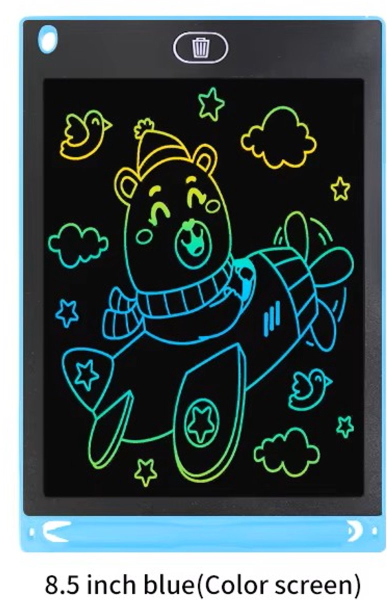 Kindertablet 8.5 inch – Elektronisch LCD schrijf- & tekenbord - Blauw (kleurenscherm)