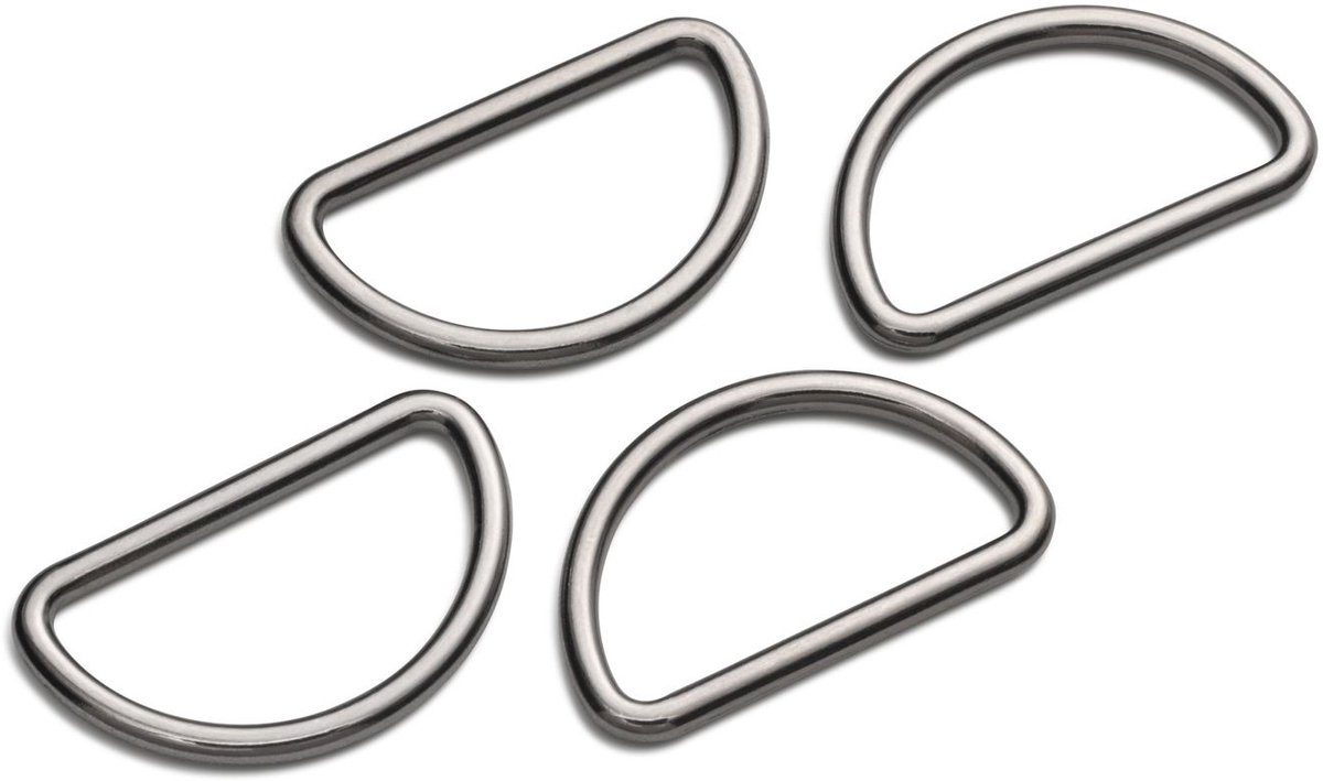 Halfronde D-ringen. Gunmetal. 4 stuks.gesp. 30mm. Prym.