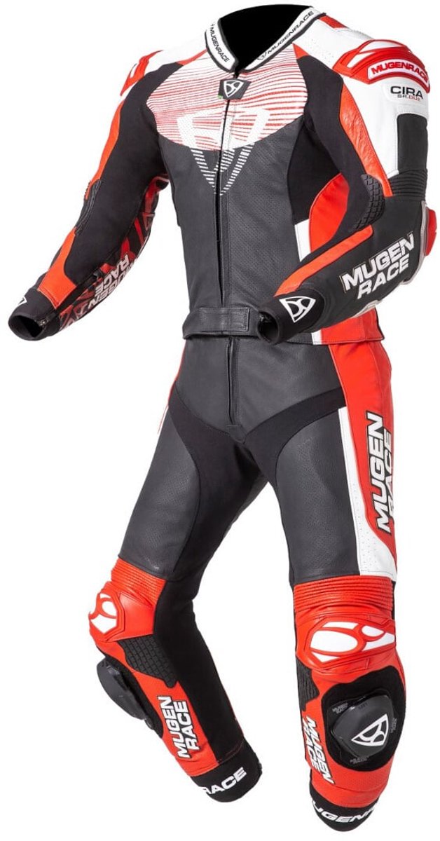 MUGENRACE Scorpion Zwart Wit Rood Geperforeerd 2-Delig Motorpak - Racepak